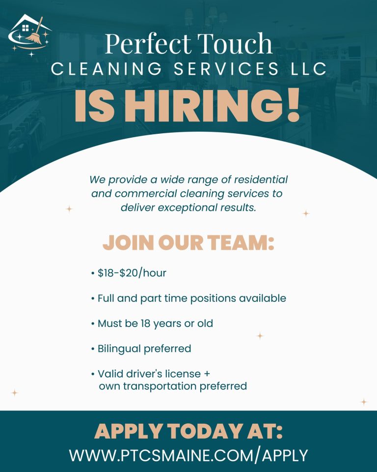 Read more about the article Perfect Touch Cleaning Services is HIRING!